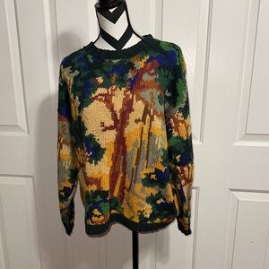 Tapestries Vintage Colorful Forest Print Sweater